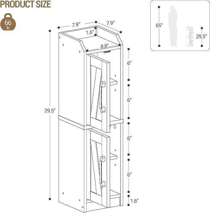 Bathroom Storage Cabinet, Small Corner Floor Cabinet with Door and Shelves, Narrow Bathroom Organizer and Paper Storage with Adjustable Shelves, for Small Spaces, Black BC27004X