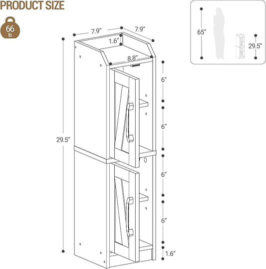 Bathroom Storage Cabinet, Small Corner Floor Cabinet with Door and Shelves, Narrow Bathroom Organizer and Paper Storage with Adjustable Shelves, for Small Spaces, Black BC27004X