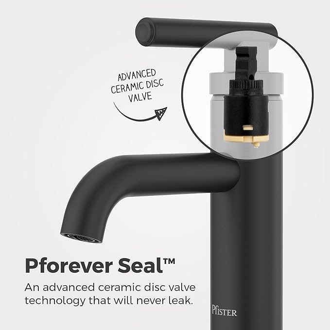 Pfister Capistrano Bathroom Sink Faucet, Single Control, 1-Handle, Single Hole, NSF Certified, Spot Defense Matte Black Finish, LF042CSOSDB