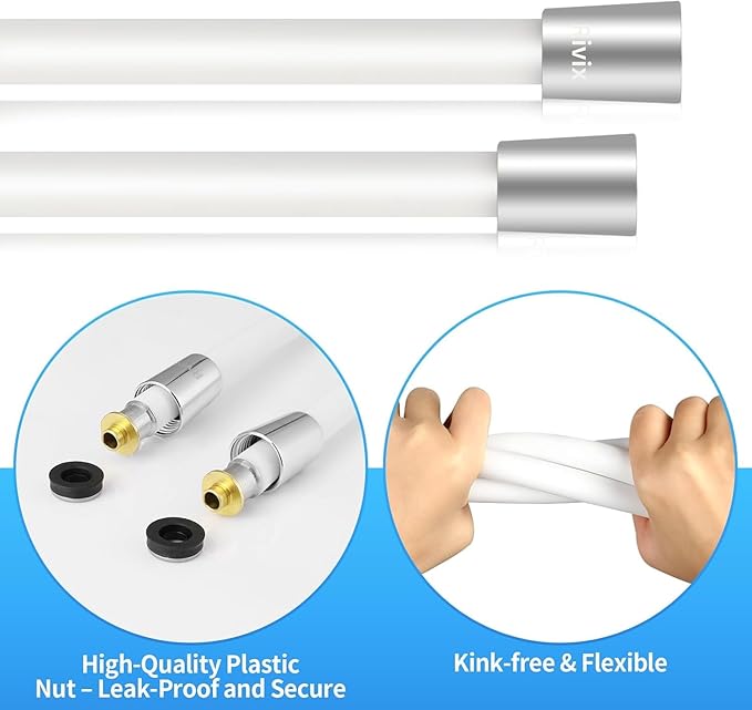 90" PVC Shower Hose Replacement Handheld Kink Free Stainless Steel Shower Head Wand Hose Extension Extra Long with Brass Insert and Nut, Durable & Flexible for Pet Bathing Cleaning
