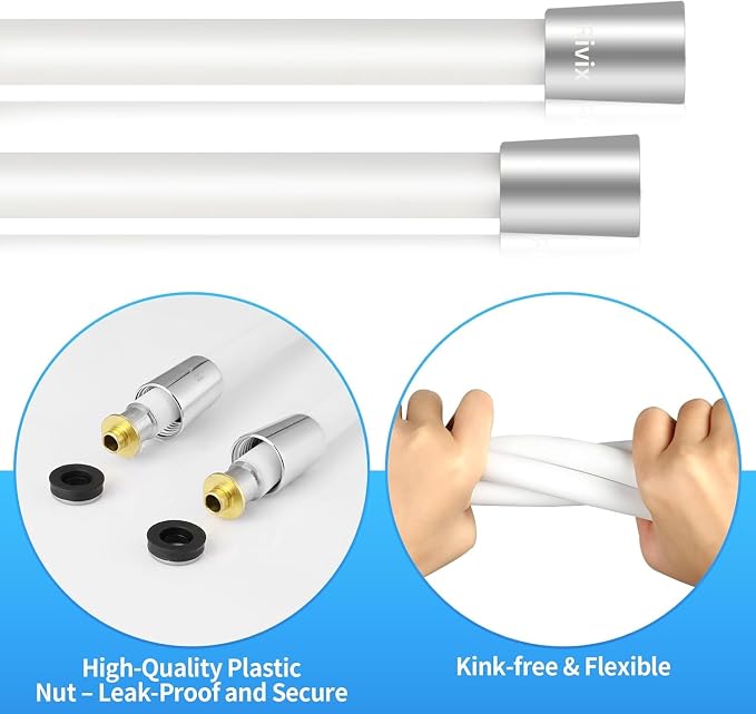 Shower Hose 79-Inch PVC White Handheld Shower Head Hose - Explosion Proof, Anti-Tangle Flexible Hose for Bathing, Pet Cleaning, and Toilet Cleaning rv shower head with hose