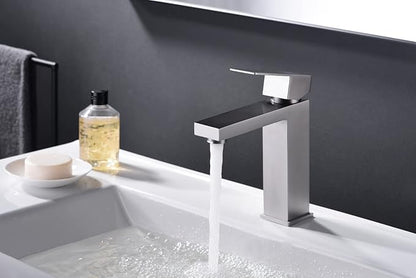 Brushed Nickel Bathroom Faucet ARCORA Modern Faucet for Bathroom Sink Single Hole Bathroom Faucet with cUPC Supply Lines and Pop Up Drain