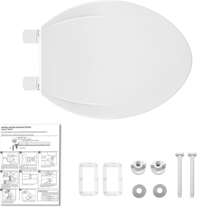 Potty Training Seat Built-In Toilet Seat, Elongated Toilet Seat 19 Inch with Baby Seat, 2 In 1 Soft Close Quiet No Slapping, Magnetic Absorption, Easy Installation for Bottom Fixing Toilet
