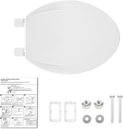 Potty Training Seat Built-In Toilet Seat, Elongated Toilet Seat 19 Inch with Baby Seat, 2 In 1 Soft Close Quiet No Slapping, Magnetic Absorption, Easy Installation for Bottom Fixing Toilet