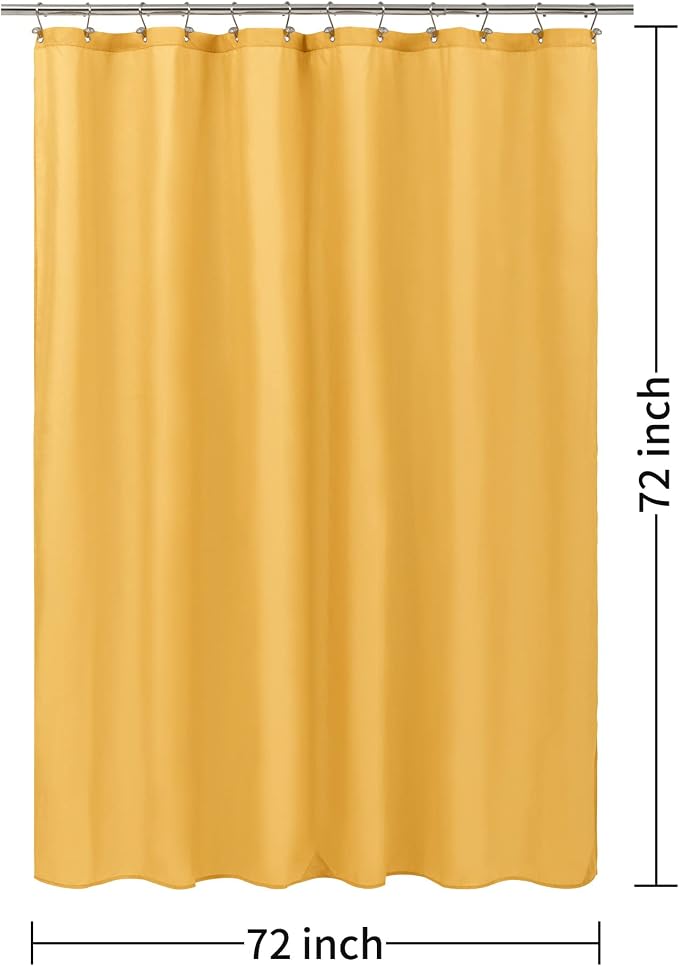 ALYVIA SPRING Waterproof Fabric Shower Curtain or Liner Yellow, 72x72 | 3 Magnets, Soft Cloth & Hotel Quality, Machine Washable, Light-Weight, Standard Size