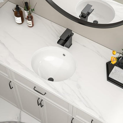 Undermount Bathroom Sink 15''x13'' White Oval Porcelain Ceramic Under Counter Sink for Bathroom Vanity, Vanity Basin Lavatory Sink Vessel Small Bathroom Remodel and Replacement