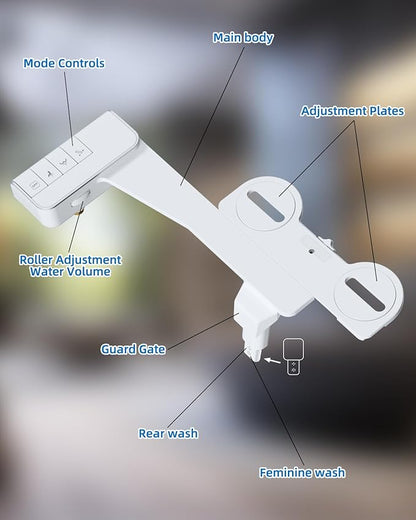 Hibbent 2 Pack Bidet Attachment for Toilet, Non-Electric Dual Nozzle for Frontal & Rear Wash, Adjustable Water Pressure Control, Fresh Water Bidet Toilet Seat, Self Cleaning Water Sprayer, Chrome