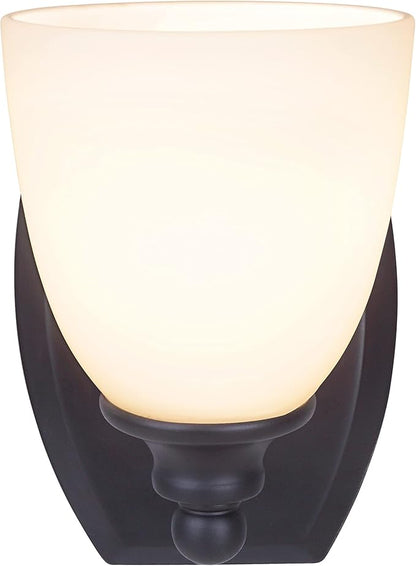 Aspen Creative 62210, One Metal Bathroom Vanity Wall Light Fixture, 5-1/2" Wide, Transitional Design in Oil Rubbed Bronze