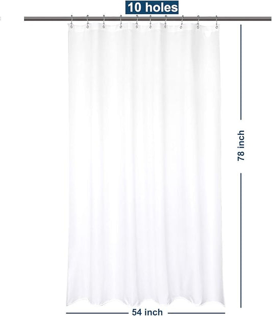 Barossa Design Waterproof Fabric Shower Stall Curtain Liner Microfiber 54" W x 78" H - Hotel Quality, Machine Washable, White Shower Liner for Bath Tub, 54x78