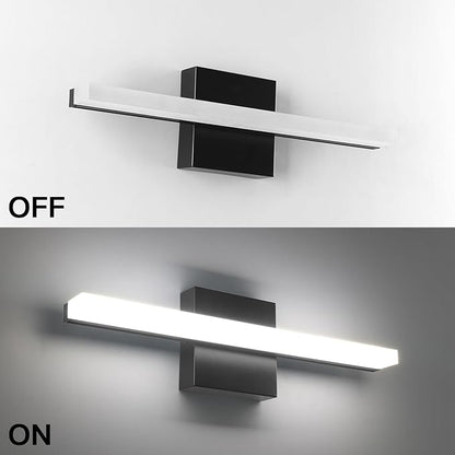LED Bathroom Vanity Light 16inch Over Mirror Lighting Fixture Modern Indoor Black 10W 5000K Cool White Wall Sconce for Bathroom Bedroom Living Room