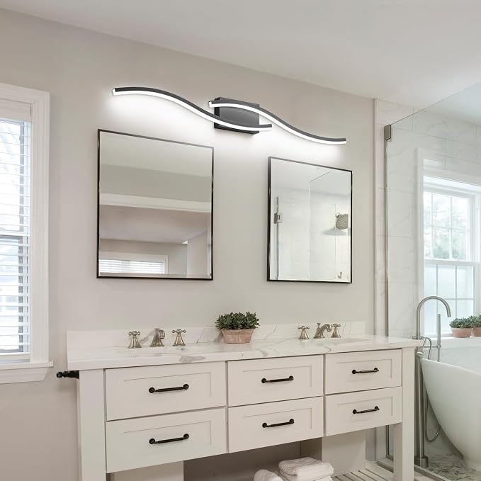 PRESDE 40 Inch Bathroom Light Fixtures Black Vanity Light Bar LED Modern Bath Wall Lighting Over Mirror Dimmable 3CCT