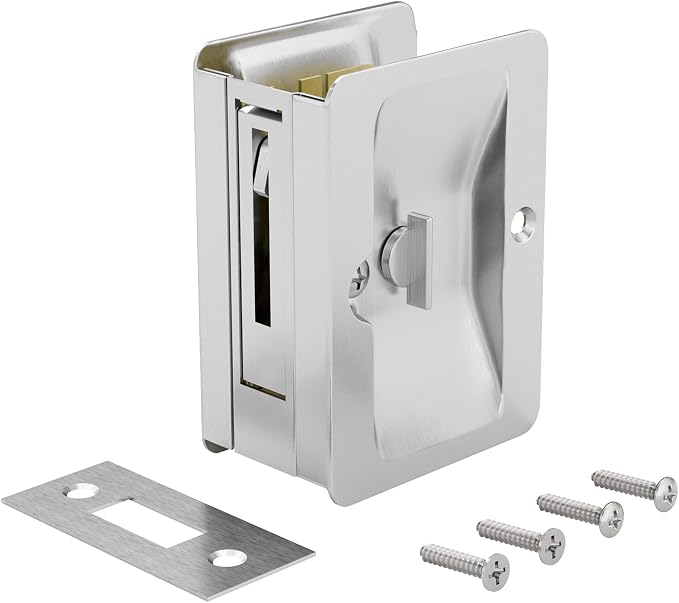Richelieu Onward Privacy Pocket Door Pull, Rectangular, Brushed Chrome
