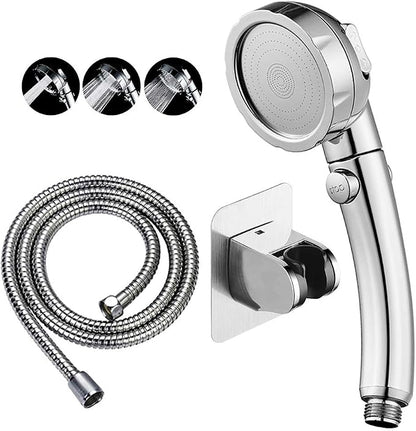 RV & Camper High Pressure Handheld Shower Head with Pause Button | 3 Spray Modes with ON/OFF Switch, Detachable Dog Shower Attachment, Drill-Free Pet Shower Wand with Bracket & Hose, Chrome