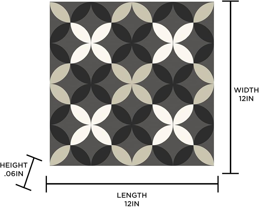 FloorPops Arbor Peel and Stick Floor Tiles, Patterned Removable Vinyl Flooring, Self Adhesive Floor Tiles for Kitchen Bathroom Entryway (Pack of 6)