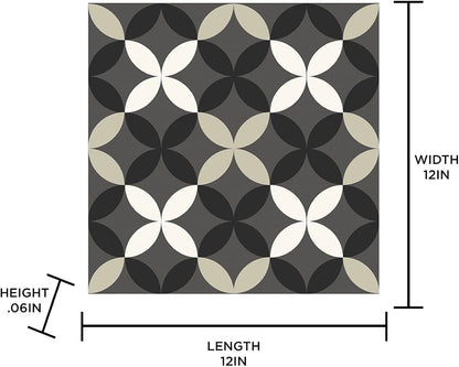 FloorPops Arbor Peel and Stick Floor Tiles, Patterned Removable Vinyl Flooring, Self Adhesive Floor Tiles for Kitchen Bathroom Entryway (Pack of 6)