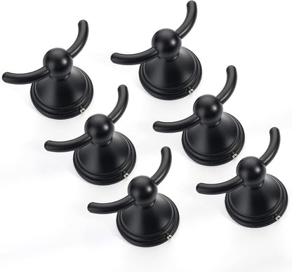 FILTA Bathroom Towel Hooks, Matte Black Robe & Towel Hooks for Wall Mounted, Traditional Towel and Robe Hooks for Hanging Towels, Bath Towel Holder for Shower (6 Pack)