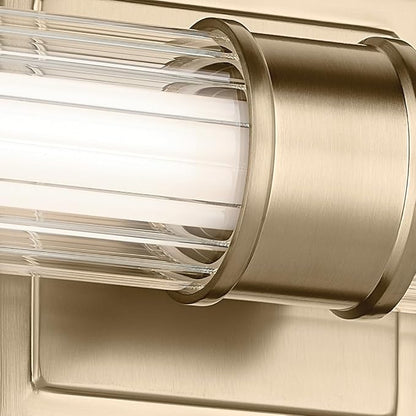 Kichler Laurene LED Bath Bar Light, Champagne Bronze | Linear vanity light with clear fluted glass for bathroom mirrors (31" x 5"), 55197CPZLED