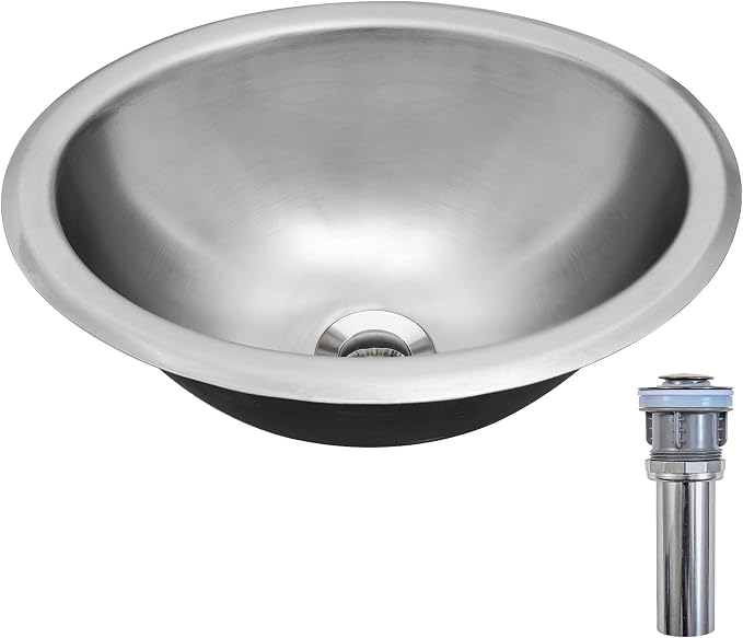 LQS Small RV Sink, 13.39 x 10.63 Inch Stainless Steel RV Bathroom Sink | Oval Small Sink for RV Bathrooms, Camper Kitchens and Bars, 5.12-Inch Depth with Stainless Steel Drain Assembly Included