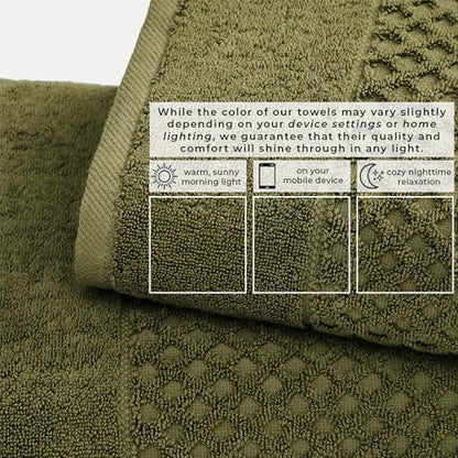 Great Bay Home Bath Towels - 100% Cotton 4 Pack 54x27 Bath Towel Set - Absorbent, Durable, Quick-Dry Towels for Bathroom (Olive)