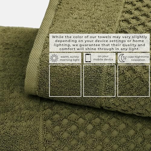 Great Bay Home Hand Towels - 100% Cotton 6 Pack 26x16 Hand Towel Set - Absorbent, Durable, Quick-Dry Towels for Bathroom (Olive)