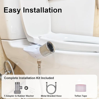 Bidet Attachment for Toilet, Non-Electric, Dual Nozzle, Self-Cleaning | Rear & Feminine Wash, Easy Install, Fits Most Standard Toilets, Not for RV Use, Includes Hose, T-Adapter & Teflon Tape