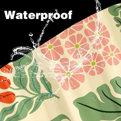 JAWO Retro Shower Curtain Vintage Abstract Boho Floral Shower Curtains for Bathroom Decor Pink Yellow Botanical Geometric Groovy Aesthetic Pattern Shower Curtain Sets with Hooks,36X72IN