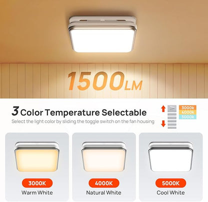 Consciot Bathroom Exhaust Fan with Light, 110/160 CFM Adjustable, 0.8/1.0 Sone, suitable for mounting hole 11.39 x 10.42 inches, Bath Ventilation Fan with 1500Lm LED Light 3CCT Selectable & Nightlight