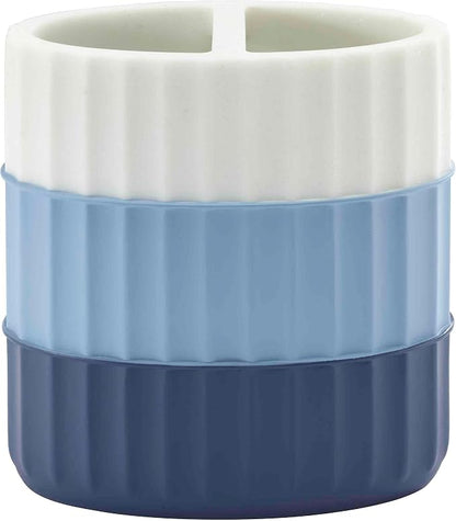 IZOD - Toothbrush Holder, Resin Countertop Bathroom Accessories, Dorm Room Essentials, Striped Bathroom Decor (Clubhouse Collection, Blue)