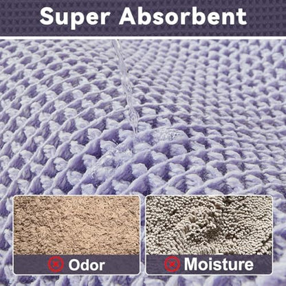 Triohero Waffle Bath Mat, Cute Bathroom Rugs Non Slip, 20x30 Lavender Cream