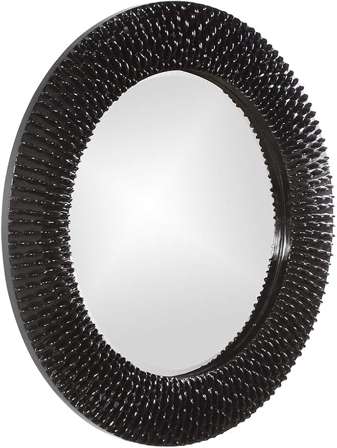 Howard Elliott Bergman Big Round Mirror for Wall Decor, Black Mirror with Starburst Effect, Modern Large Circular Hanging Wall Vanity Mirror for Living Room, Bathroom or Entryway, 32 x 32 Inch