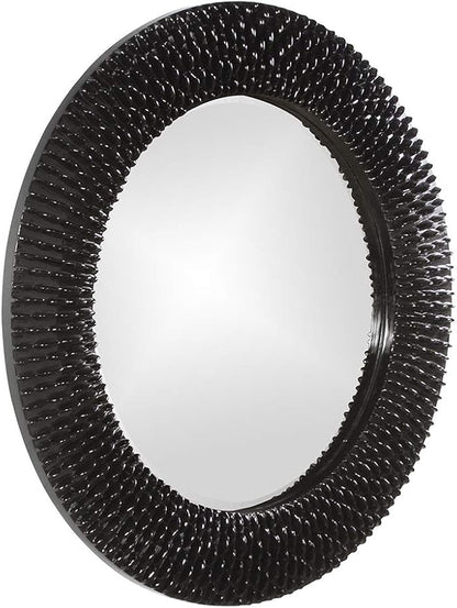 Howard Elliott Bergman Big Round Mirror for Wall Decor, Black Mirror with Starburst Effect, Modern Large Circular Hanging Wall Vanity Mirror for Living Room, Bathroom or Entryway, 32 x 32 Inch