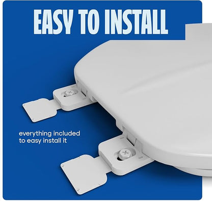 HIGHCRAFT Premium Elongated Toilet Seat with Adjustable Hinges - Molded Plastic Toilet Seat - Fits Standard Elongated Toilets - Oval Seat in White