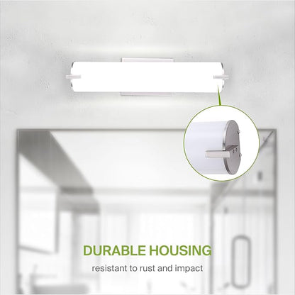 ASD LED 18" Vanity Wall Mount Light Fixture, Linear Bathroom Lighting Bar | 3CCT, Dimmable, Energy Star, ETL Listed | 20W 1500LM 3000-5000K 120V | Long Tube Bath Sconce Over Mirror | Nickel, 4 Pack