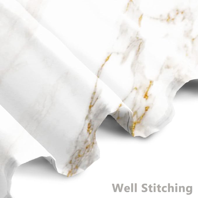 Marble Shower Curtain for Bathroom, Gold and White Shower Curtain 72x72inch | AWERT Luxury Shower Curtain Set with 12 Hooks, White and Gold Modern Marble, Waterproof & Machine Washable Fabric, Quick-Dry