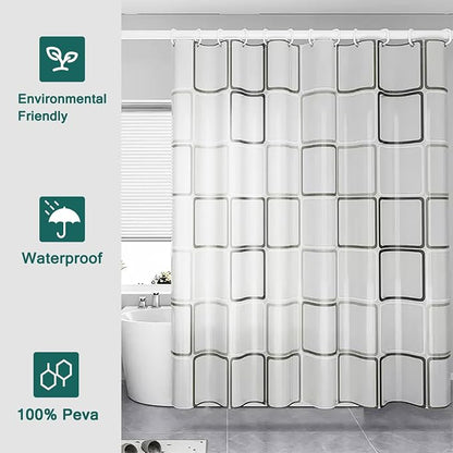 Shower Curtain Liner, Big Square Waterproof PEVA Shower Curtains with 3 Duty Heavy Bottom Magnets and 12 Rust Proof Grommets, 72x72 Weighted Shower Liner for Shower Stall, Bathtubs