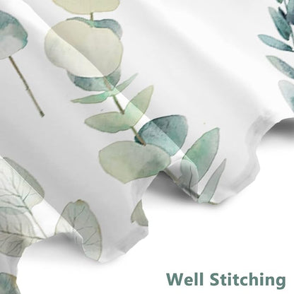 AWERT Shower Curtain Green Plants for Bathroom Waterproof Quick-Drying Eucalyptus Leaves Shower Curtain Set with Hooks 48x72 Inch