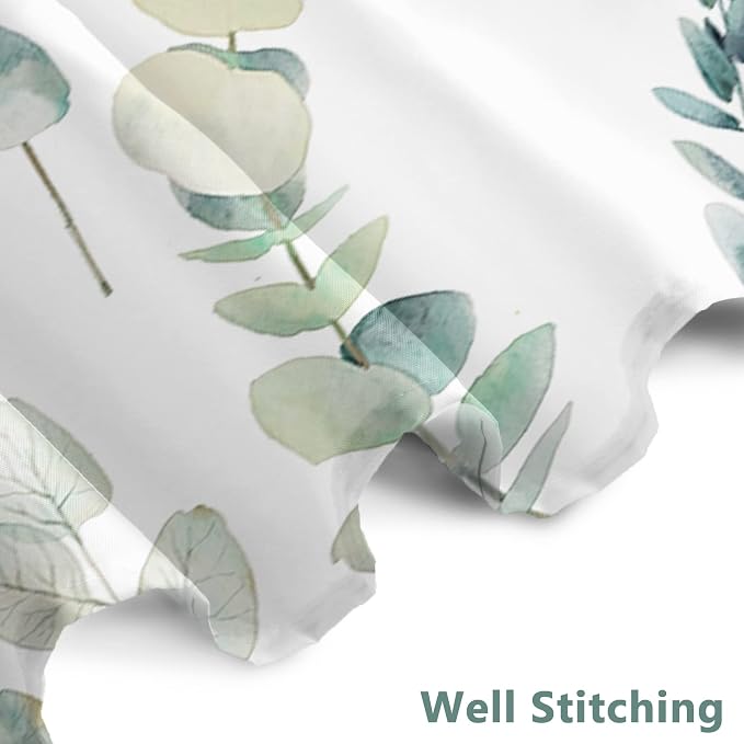AWERT Shower Curtain Green Plants for Bathroom Waterproof Quick-Drying Eucalyptus Leaves Shower Curtain Set with Hooks 72x72 Inch