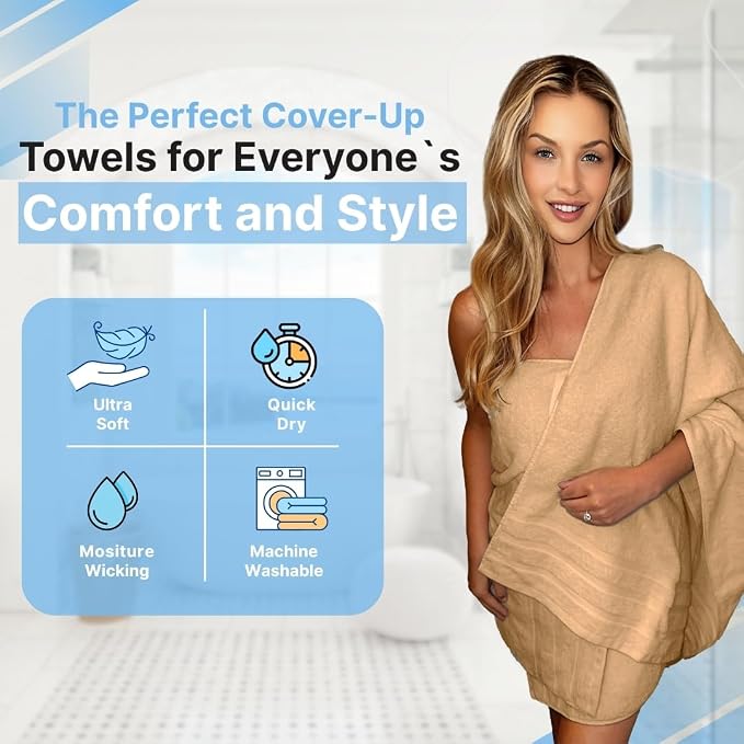 Infinitee Xclusives 100% Ring-Spun Cotton Bath Towels for Bathroom - Pack 2 | Luxury Super Soft, Absorbent & Quick-Drying |27x54 inches| Large Bathroom Towels Set |600 GSM| Gym, Shower, Spa & Hotel Use