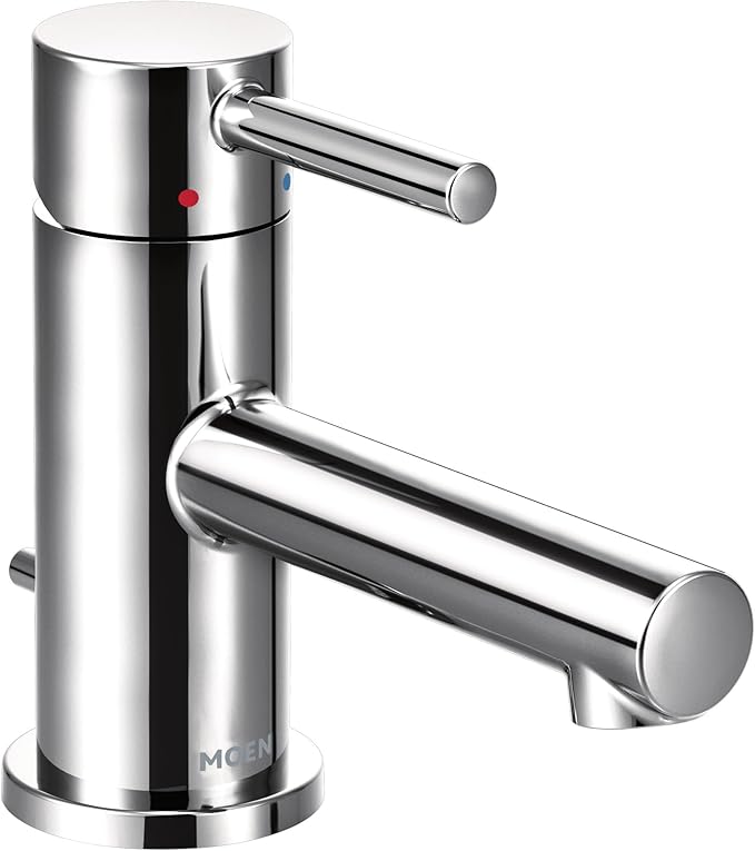 Moen Align Chrome One-Handle Single Hole Low Profile Modern Bathroom Faucet with Drain Assembly, 6191