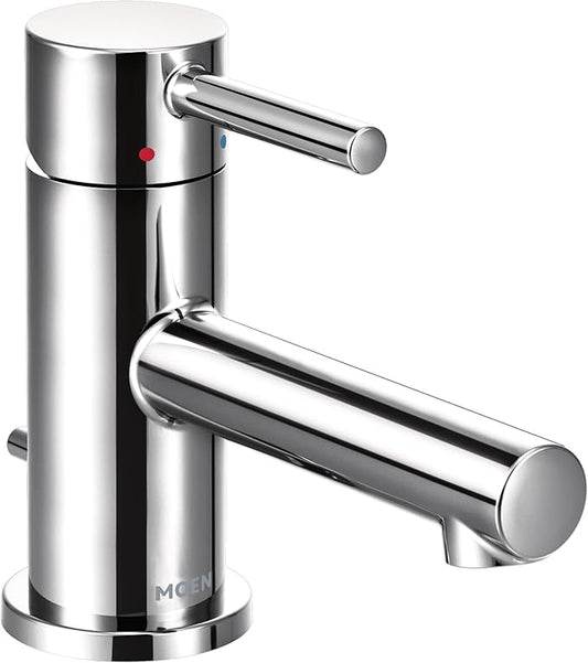 Moen Align Chrome One-Handle Single Hole Low Profile Modern Bathroom Faucet with Drain Assembly, 6191