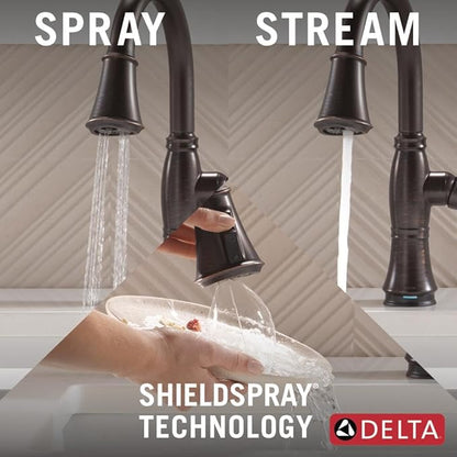 Delta Cassidy Touchless Kitchen Faucet with Touch Technology, Oil Rubbed Bronze Kitchen Sink Faucet with Pull Down Sprayer, Single Hole, Venetian Bronze 9197TL-RB-DST