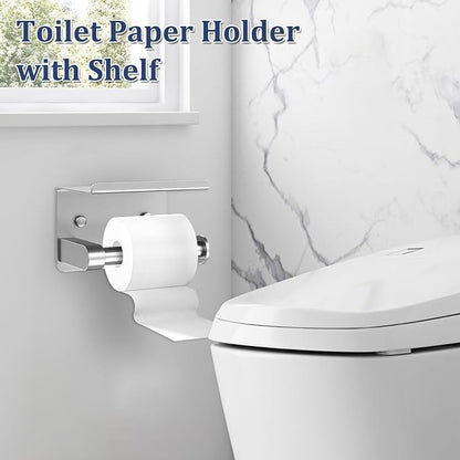 5 Pieces Bathroom Hardware Set Brushed Nickel Towel Bar Set Round Towel Holder Set Upgraded Paper Towel Holder with Shelf Stainless Steel Wall Mounted,23.6 Inch