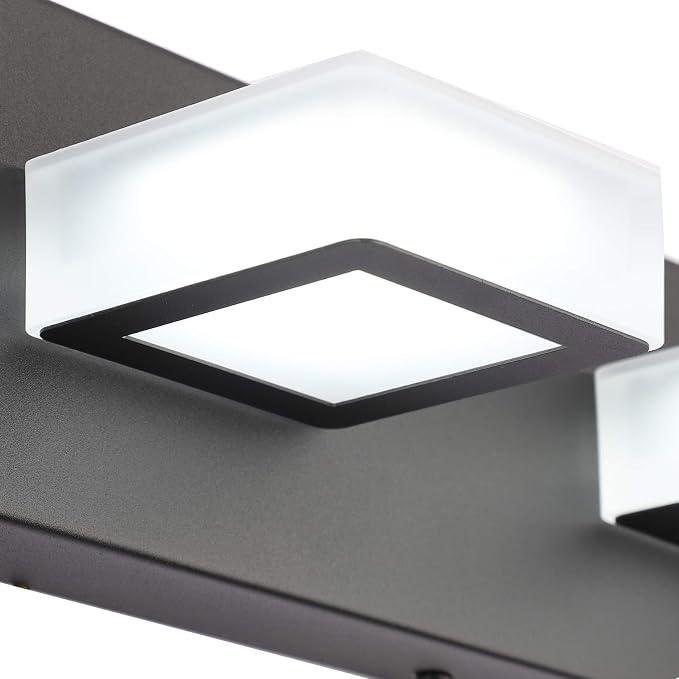 Ralbay LED Modern Black Vanity Lights 5 Lights Acrylic Matte Black Bathroom Vanity Lights Over Mirror