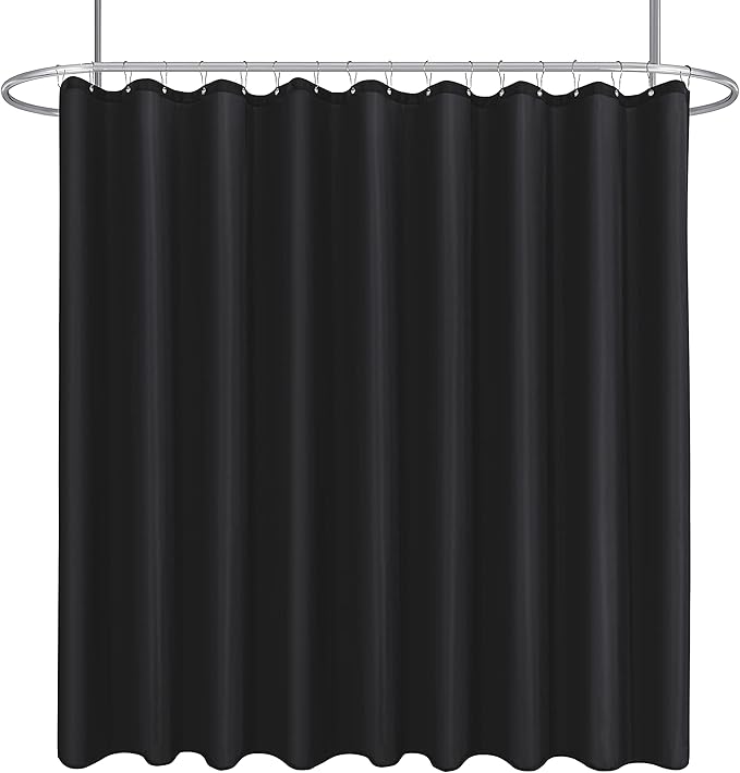Biscaynebay Fabric Extra Wide Shower Curtain Liners for Clawfoot Tubs 180" Width by 72" Length, Black Water Resistant Fabric Rust Resistant Grommets Top Weighted Bottom Machine Washable