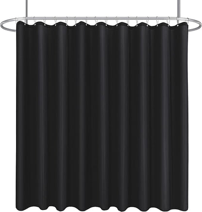 Biscaynebay Fabric Extra Wide Shower Curtain Liners for Clawfoot Tubs 180" Width by 72" Length, Black Water Resistant Fabric Rust Resistant Grommets Top Weighted Bottom Machine Washable