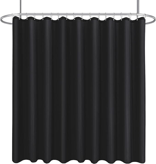 Biscaynebay Fabric Extra Wide Shower Curtain Liners for Clawfoot Tubs 180" Width by 72" Length, Black Water Resistant Fabric Rust Resistant Grommets Top Weighted Bottom Machine Washable