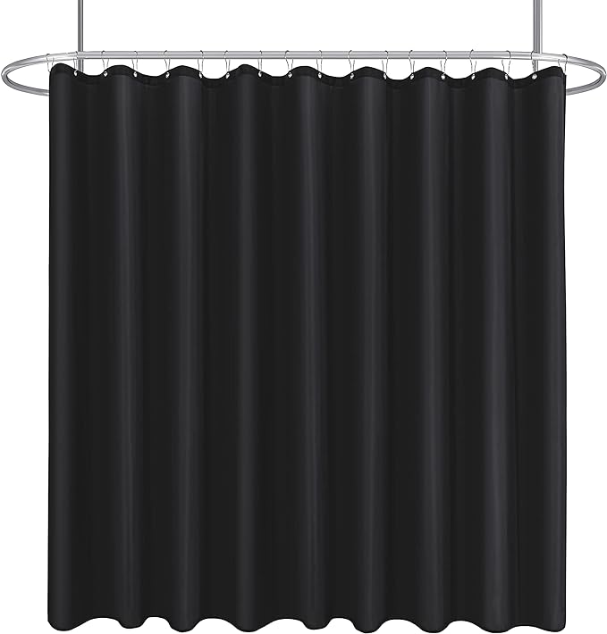 Fabric Shower Curtain Liner 96x72 Inch-Black Extra Wide Shower Liners | Hotel Quality Water Resistant Shower Liners for Bathroom-Machine Washable Cloth Polyester Bath Curtain-Apartment Bathtub