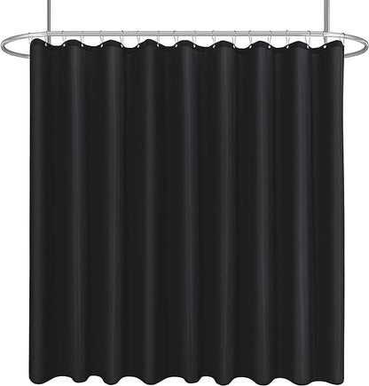 Fabric Shower Curtain Liner 96x72 Inch-Black Extra Wide Shower Liners | Hotel Quality Water Resistant Shower Liners for Bathroom-Machine Washable Cloth Polyester Bath Curtain-Apartment Bathtub