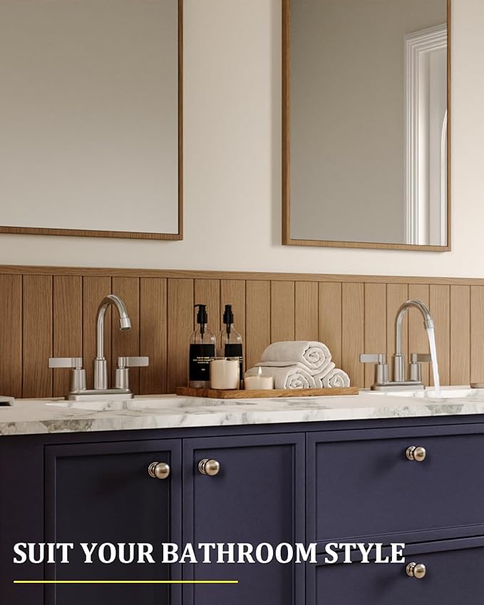 Bathroom Faucets for Sink 3 Hole, Evolvegoods 4 Inch Brushed Nickel Bathroom Faucet with Pop Up Drain and 2 Supply Hoses, 2-Handle Centerset Faucet for Sink Vanity RV