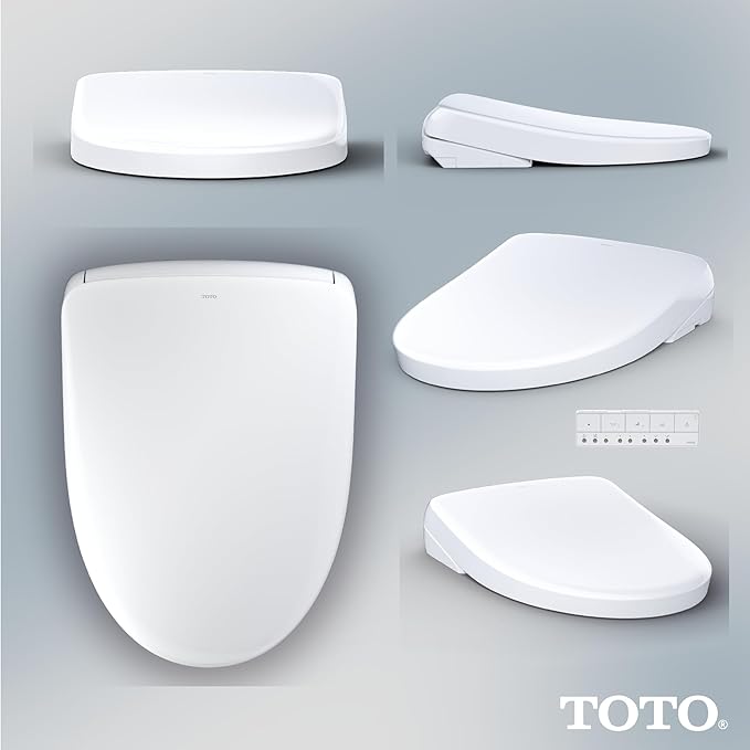 TOTO® WASHLET®+ S7 Electronic Bidet Toilet Seat with EWATER+® Bowl and Wand Cleaning and Contemporary Lid, Elongated, Cotton White - SW4726AT40#01